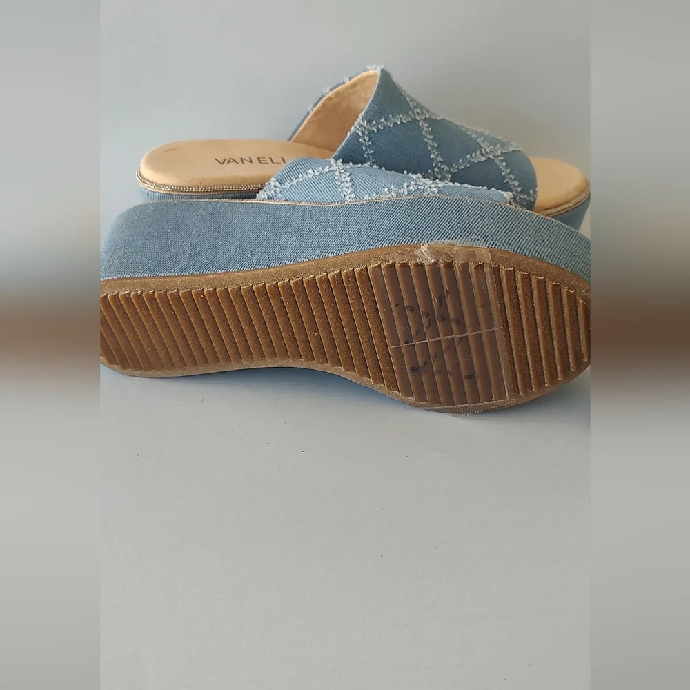 Platform Sandals Wedge Vaneli Blue Denim Women's